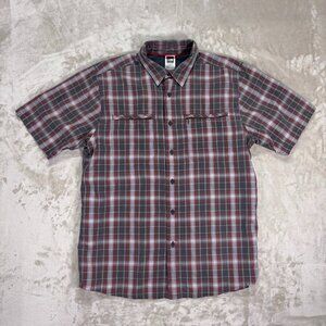 The North Face Men's Button Down Shirt Short Sleeve Hiking Plaid Check - Medium